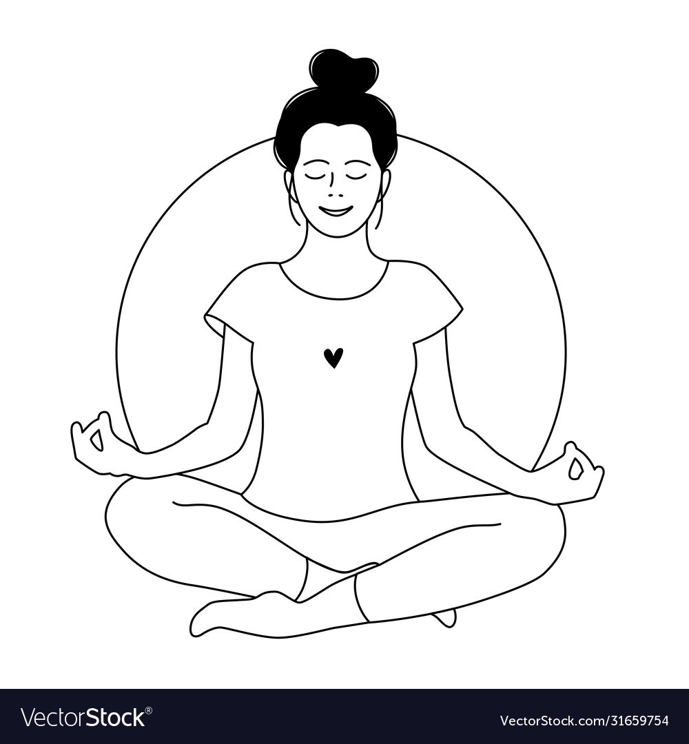 Girl meditates relax mental health concept Vector Image