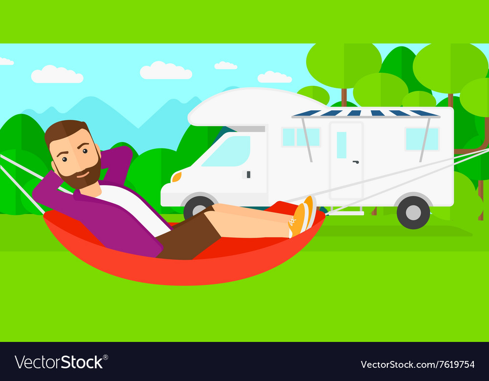Man lying in hammock