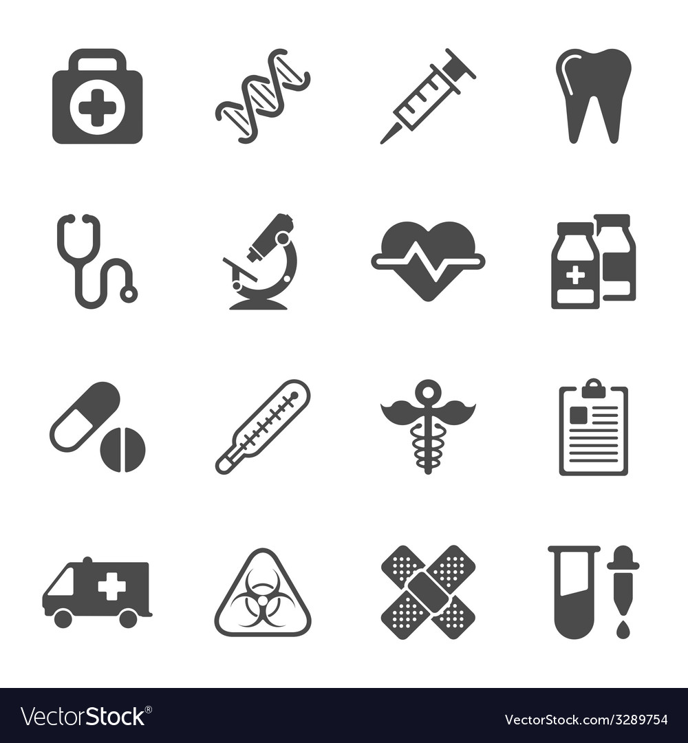 Medical icons on white background