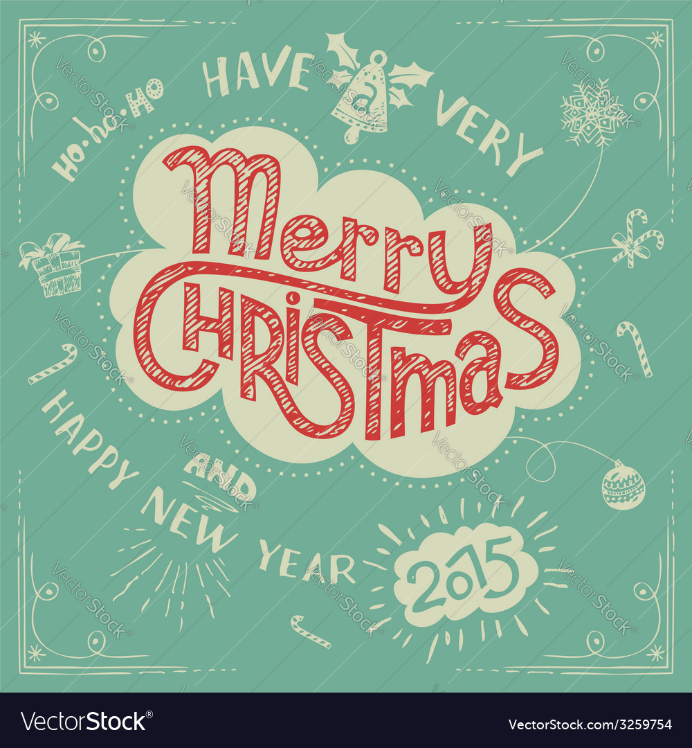 Merry christmas doodle greeting card Royalty Free Vector
