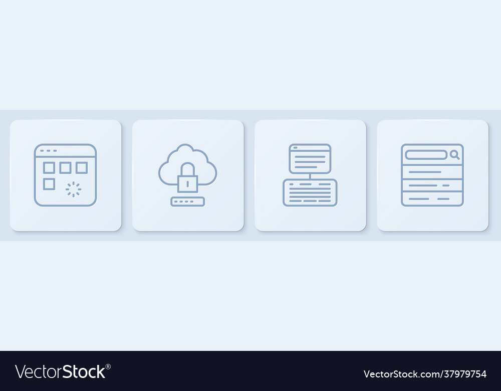 Set line loading data window server web vector image Set line loading data window server web