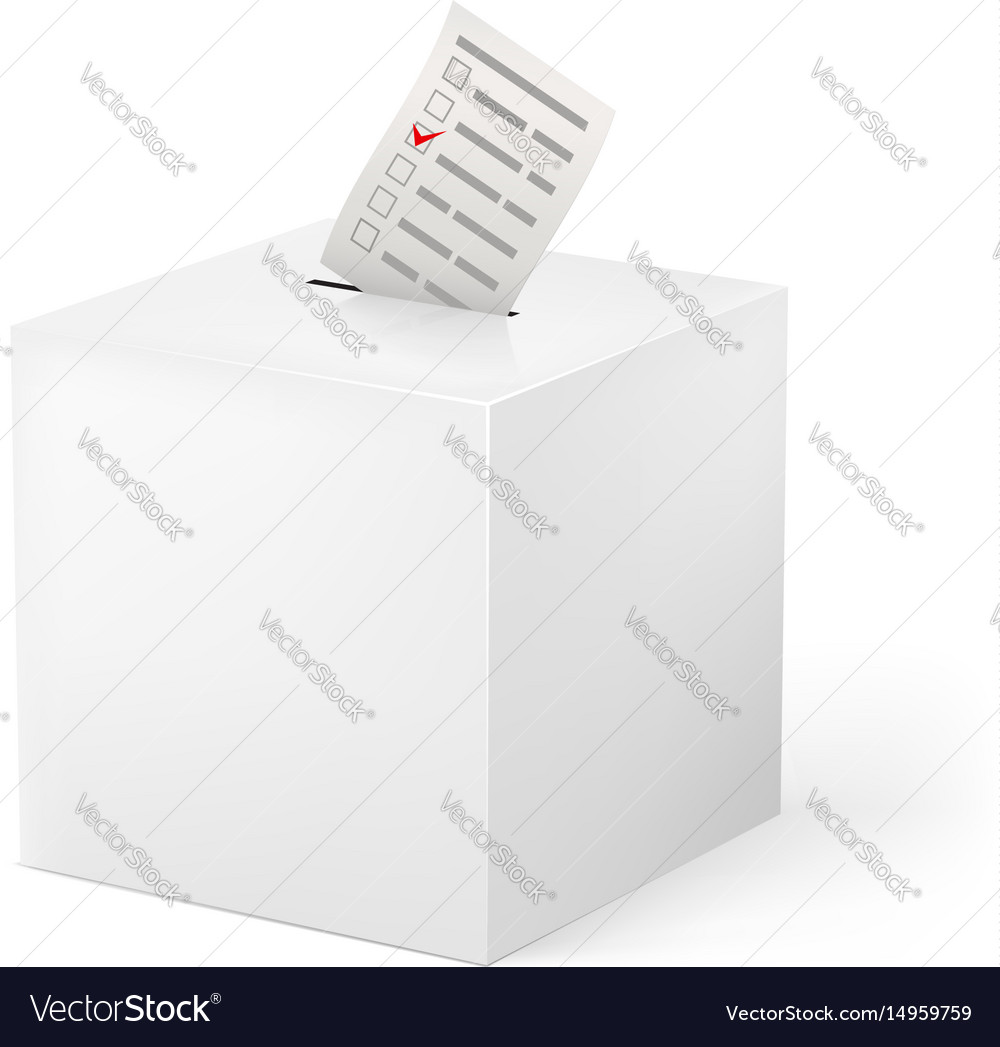 Ballot-Box mit Papier auf weißem Hintergrund