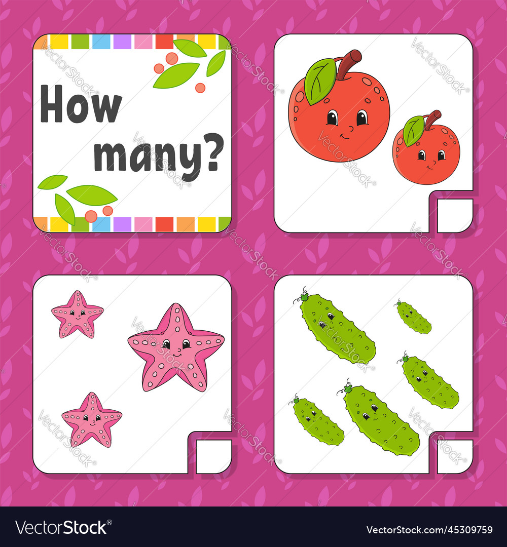Counting game for children happy characters vector image Counting game for children happy characters