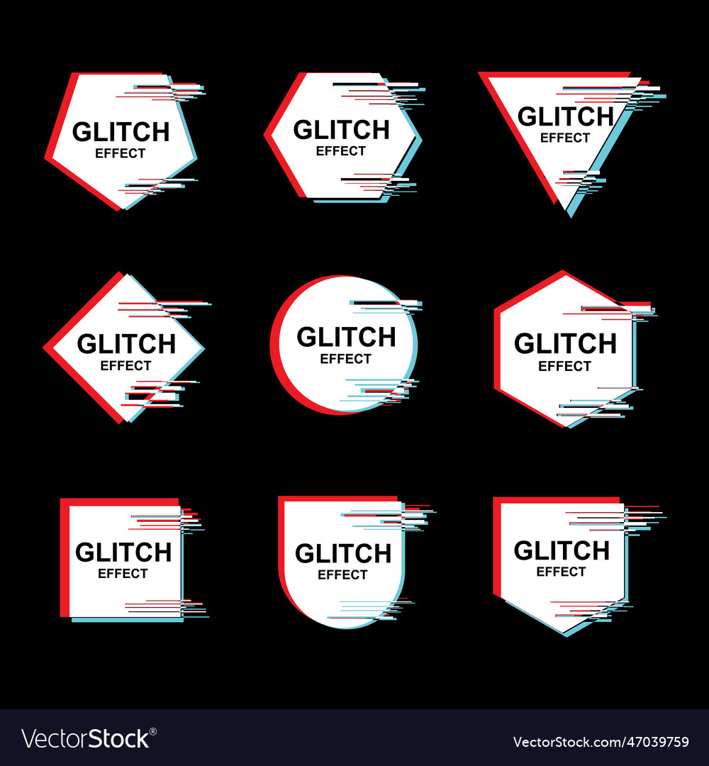 Frame with abstract glitch effect set