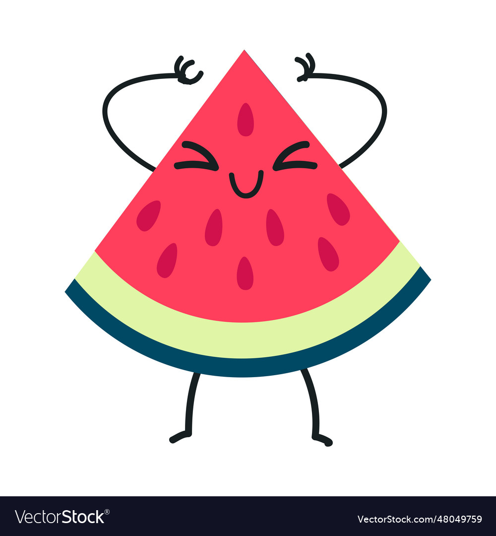 Funny watermelon fruit character enjoying vacation