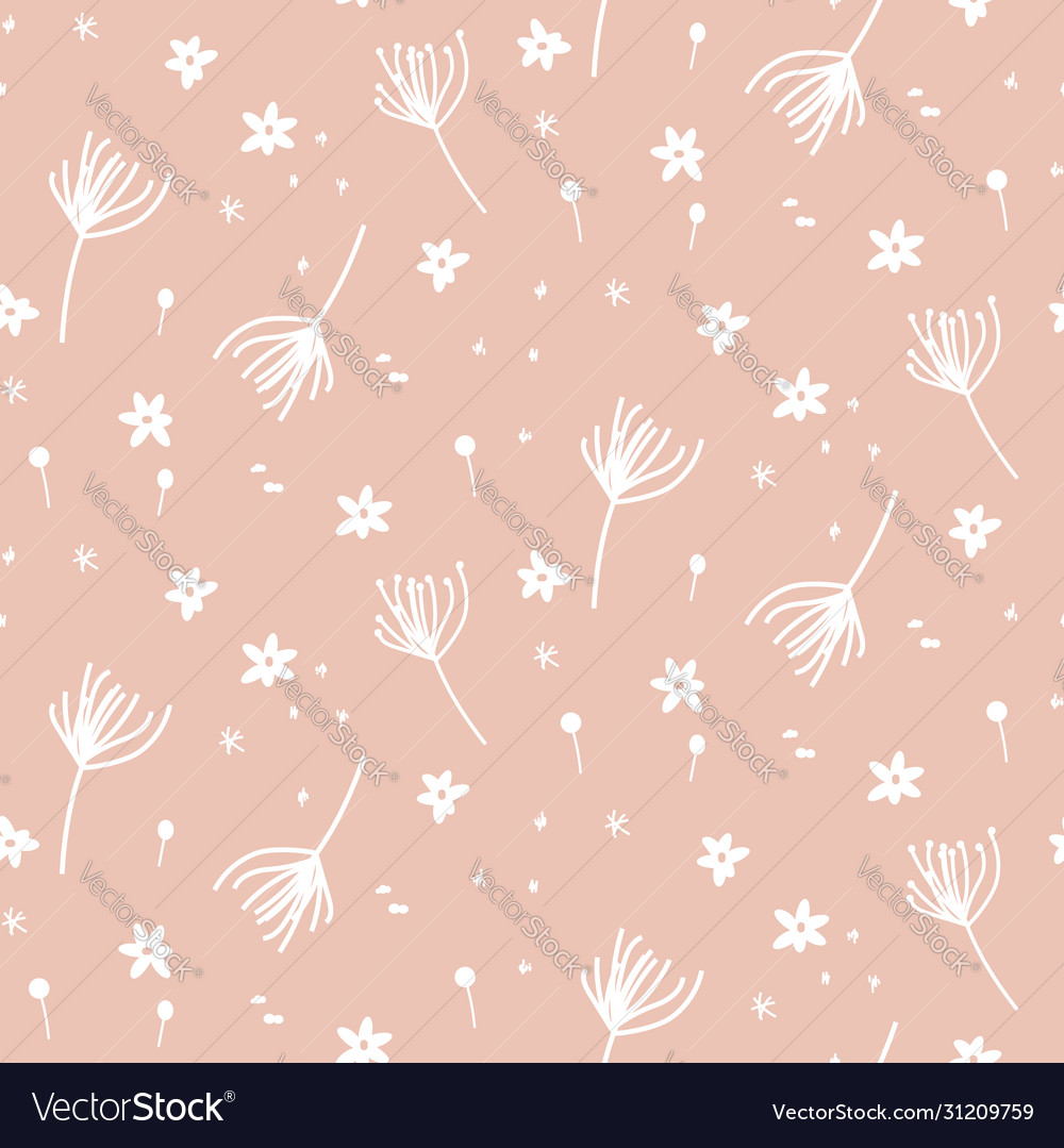 Handdrawn seamless tiny dandelion floral pattern