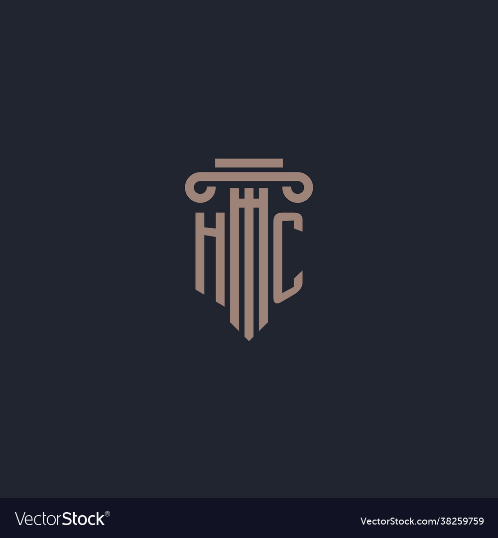 Hc initial logo monogram with pillar style design Vector Image Hc initial logo monogram with pillar style design