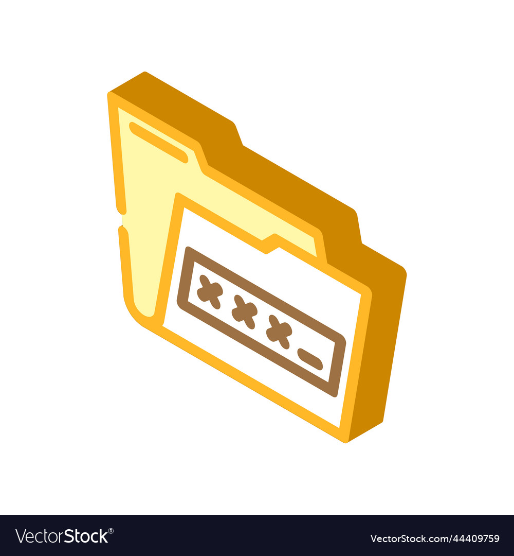 Lock folder isometric icon vector image Lock folder isometric icon