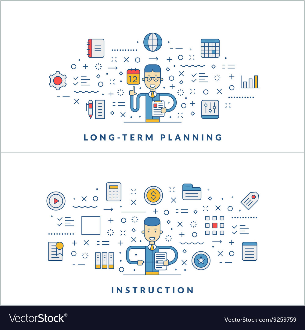 Long Term Planning Instruction Flat Line Icons And