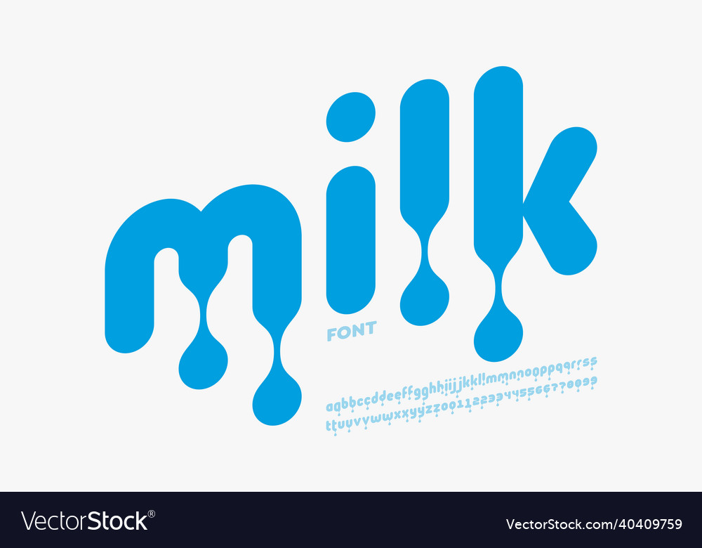 Milk font dripping style alphabet letters design Vector Image