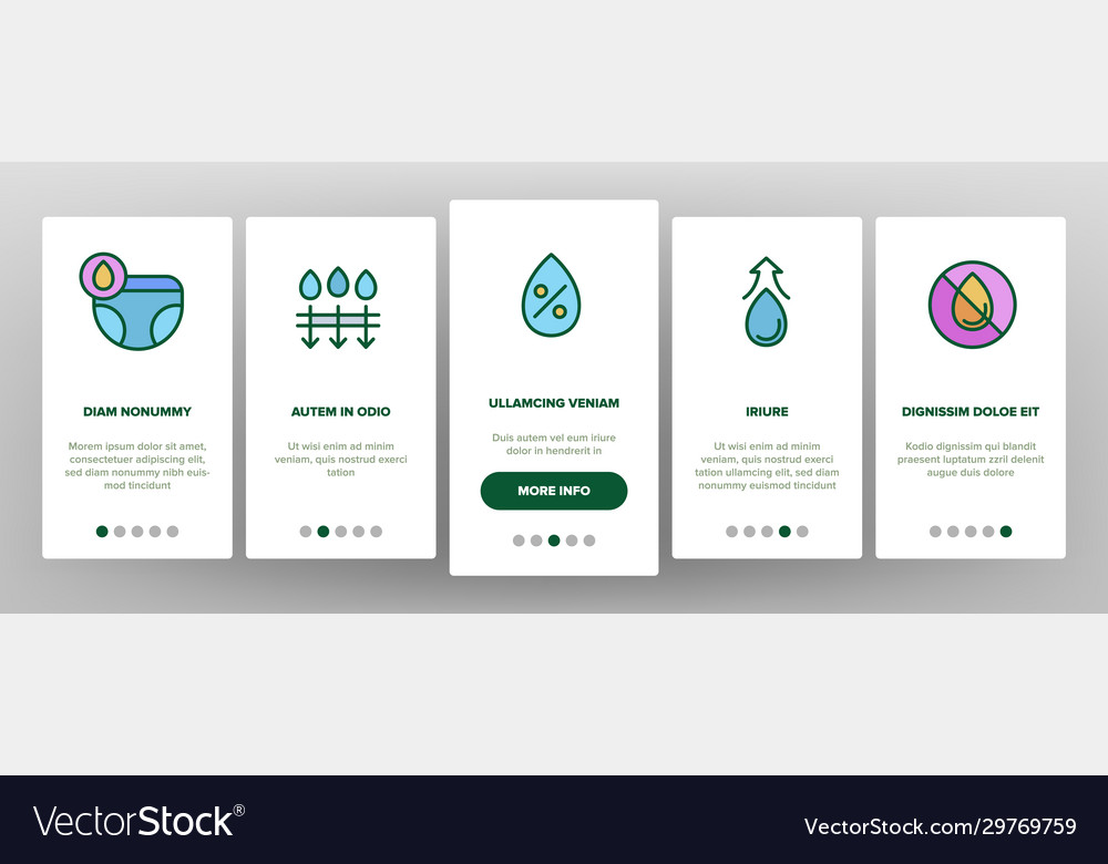 Moisture Water Drop Onboarding Icons Set Vector Image