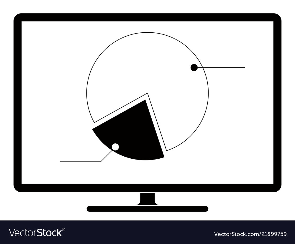 Pie chart graph on a computer screen Vector Image Pie chart graph on a computer screen