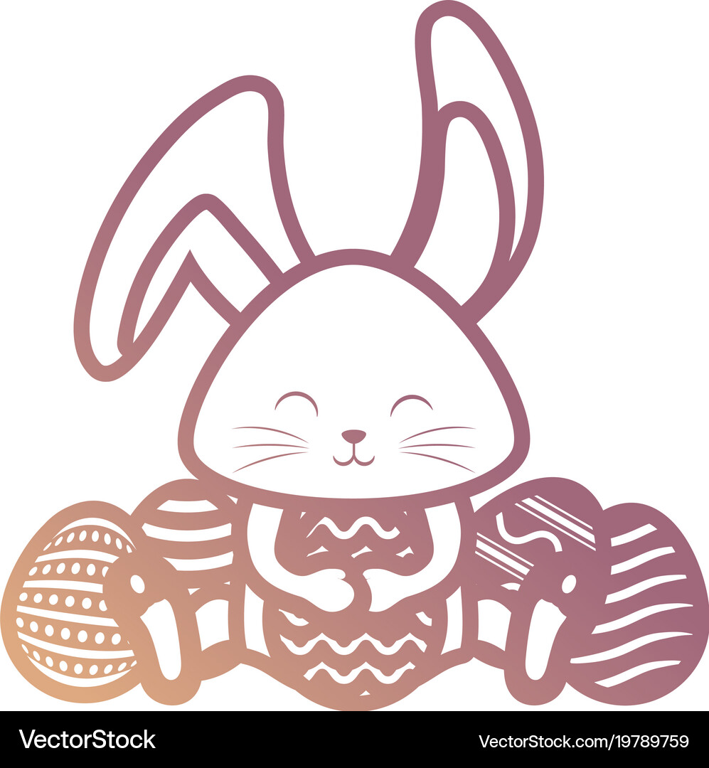 Rabbit with easter eggs Royalty Free Vector Image