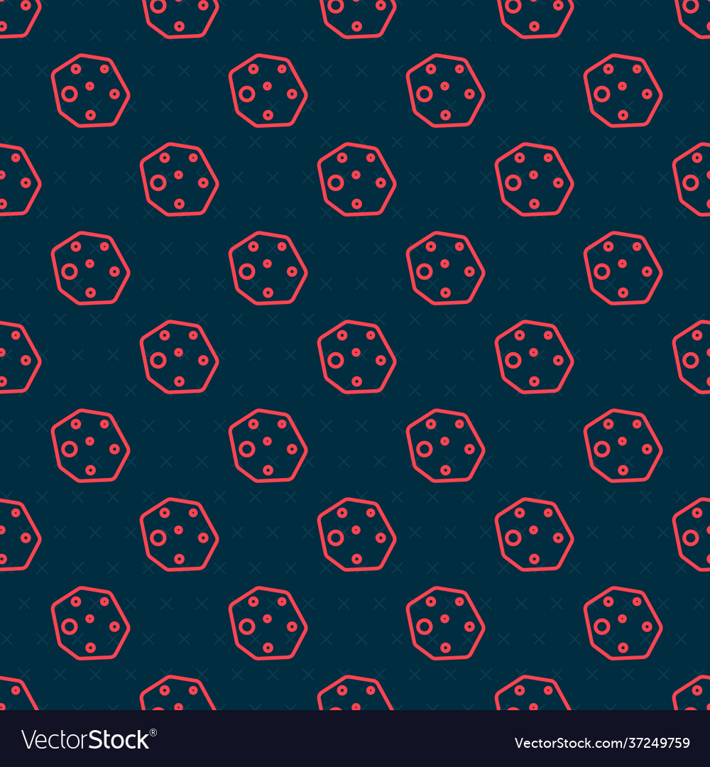 Red line asteroid icon isolated seamless pattern vector image Red line asteroid icon isolated seamless pattern