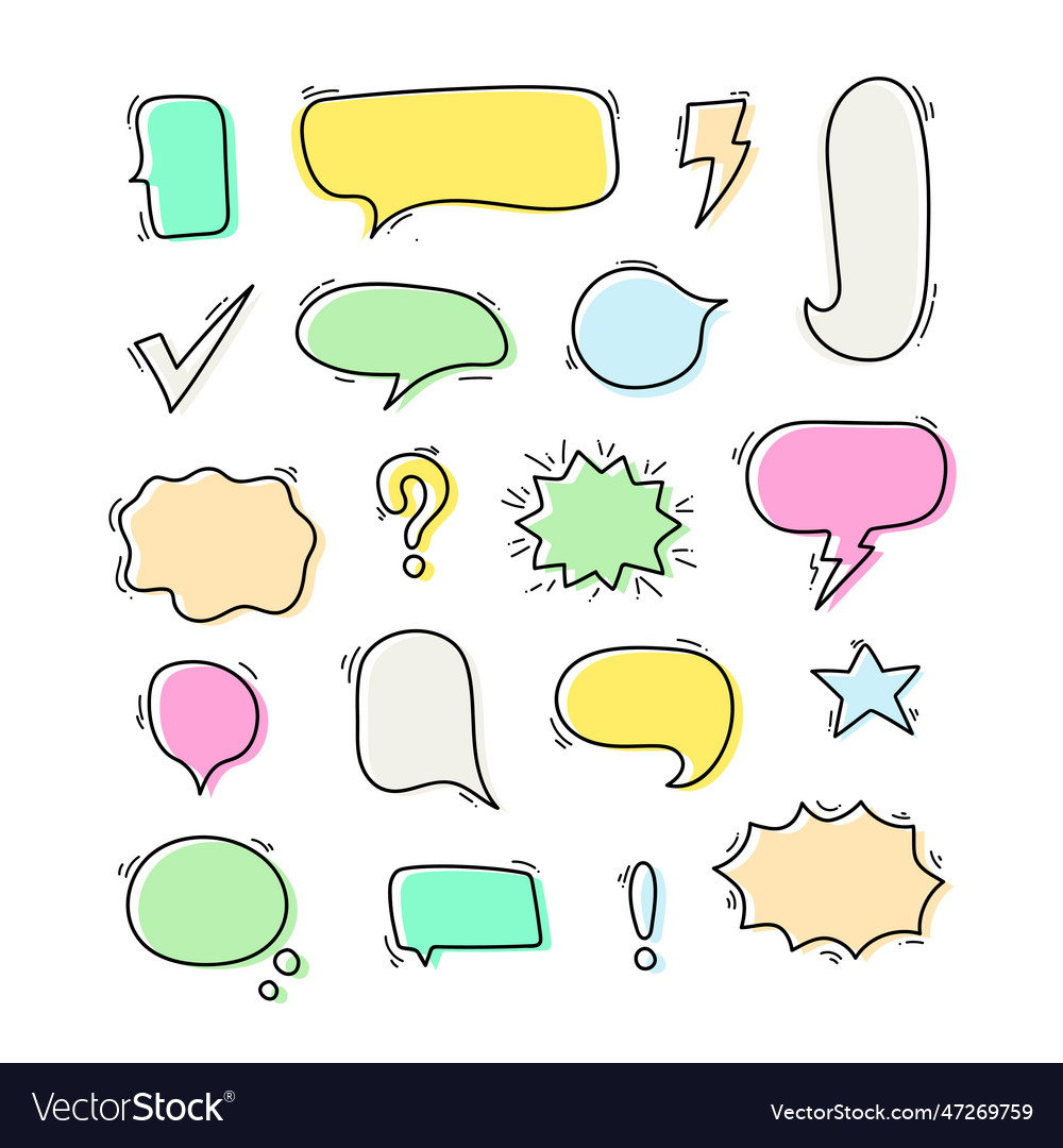 Set of colorful empty speech bubble design
