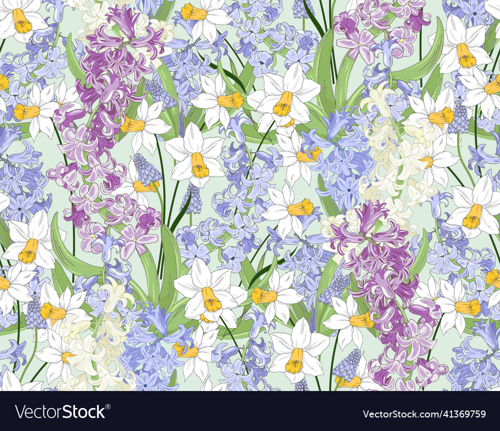 Spring Hyacinth & Daffodil Pattern