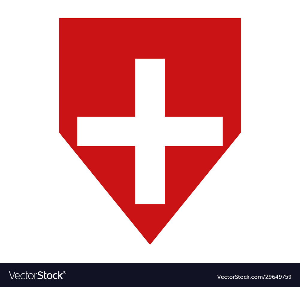 Swiss flag in on white background