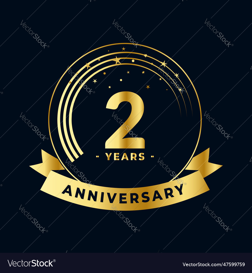 Two years anniversary celebration emblem Vector Image