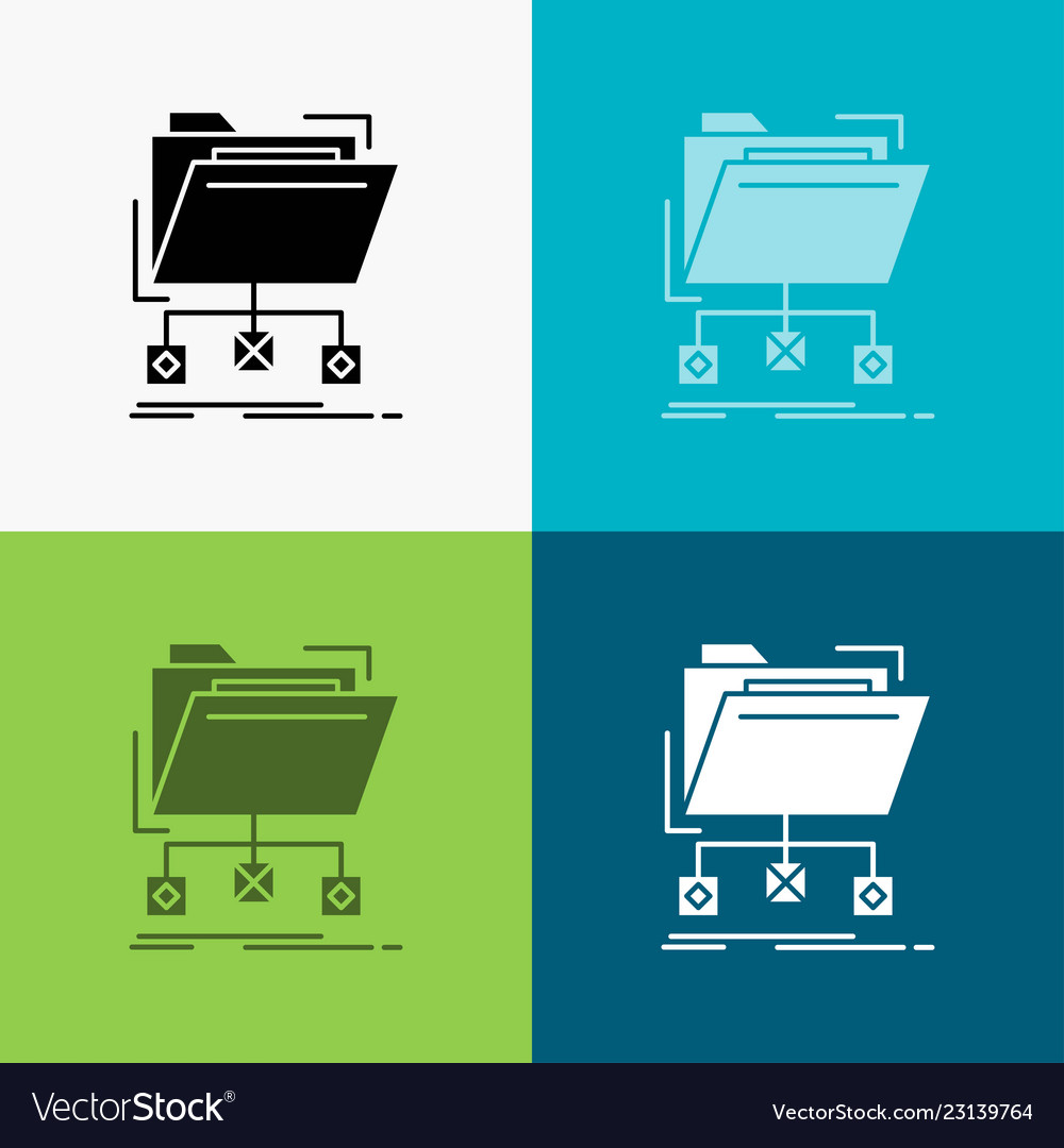 Backup data files folder network icon over vector image Backup data files folder network icon over
