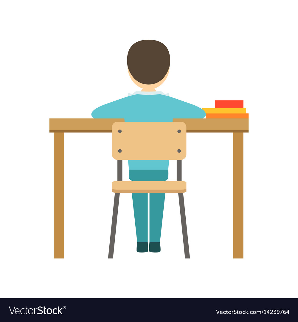 Boy sitting at his desk in classroom part Vector Image