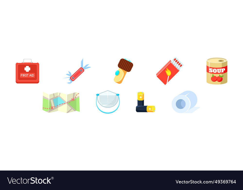Camping emergency simple object and items