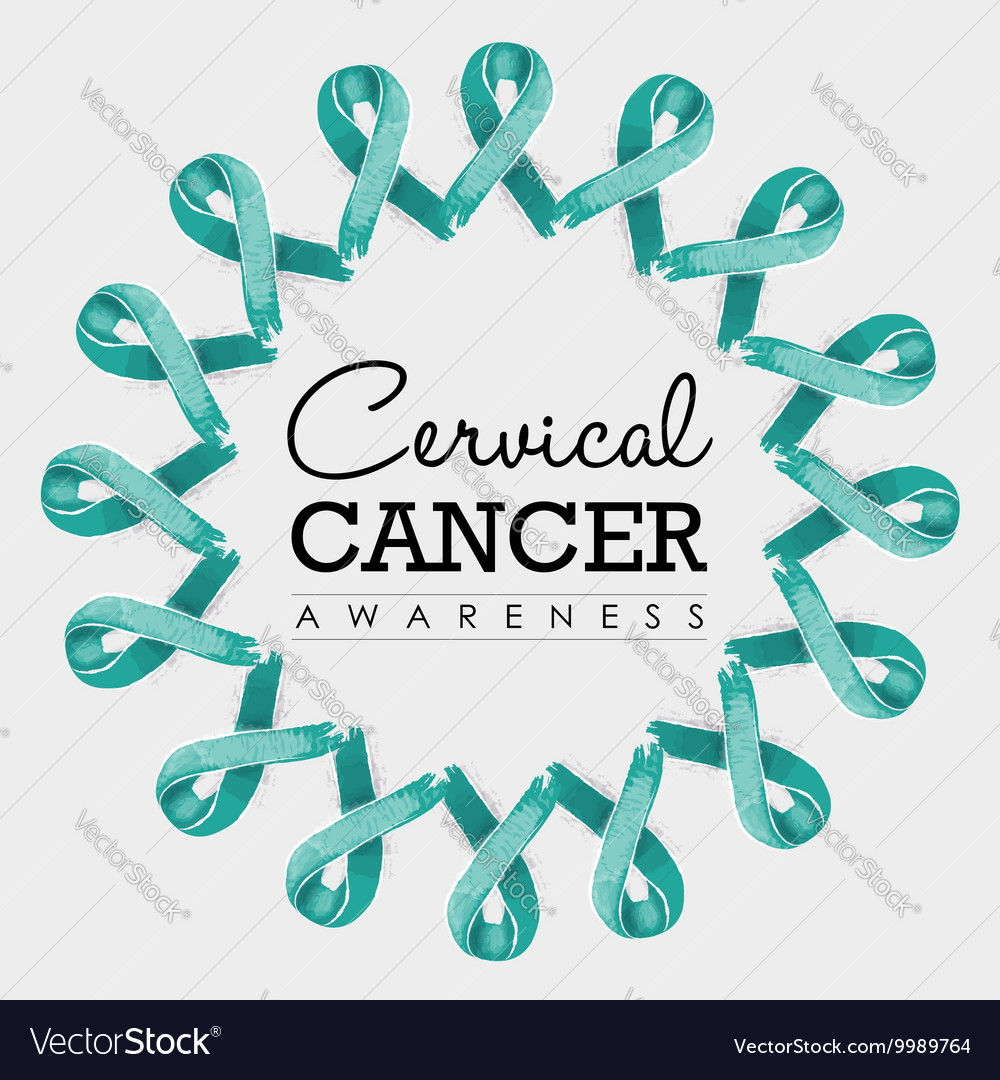 Cervical Cancer Awareness Ribbon Design With Text Vector Image 