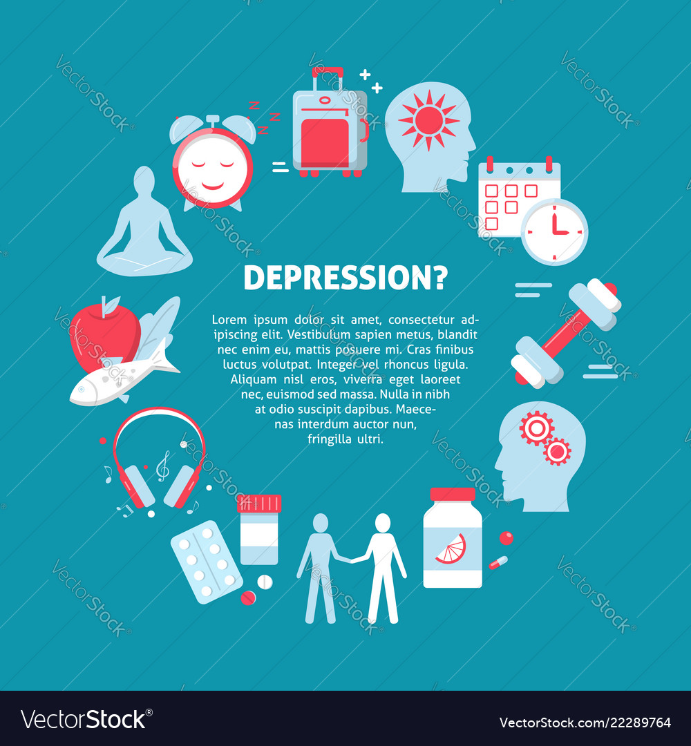 Depression treatment concept banner in flat style Vector Image