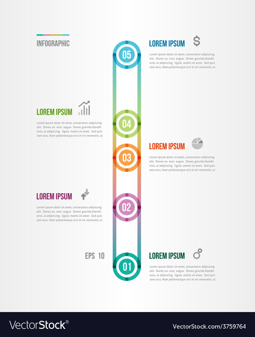 Flat time line with five options