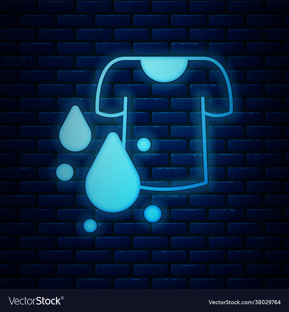 Glowing Neon Dirty T Shirt Icon Isolated On Brick Vector Image