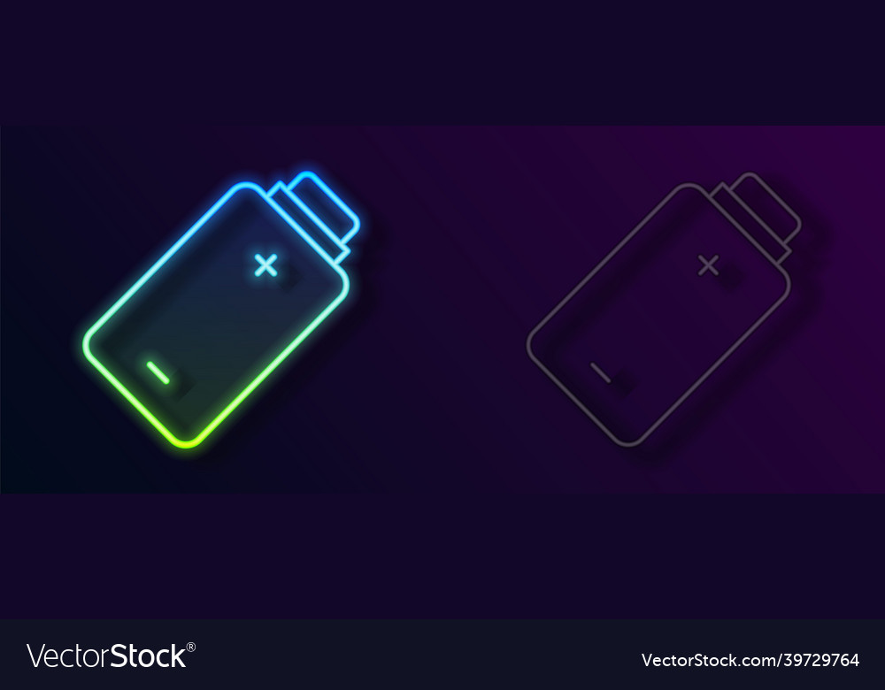 Glowing neon line battery charge level indicator