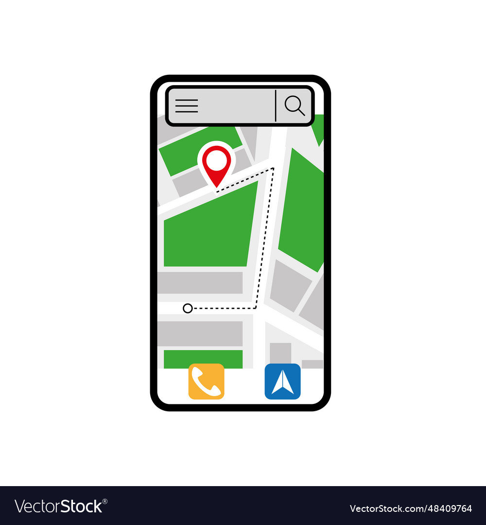 Gps navigation map smartphone application vector image Gps navigation map smartphone application