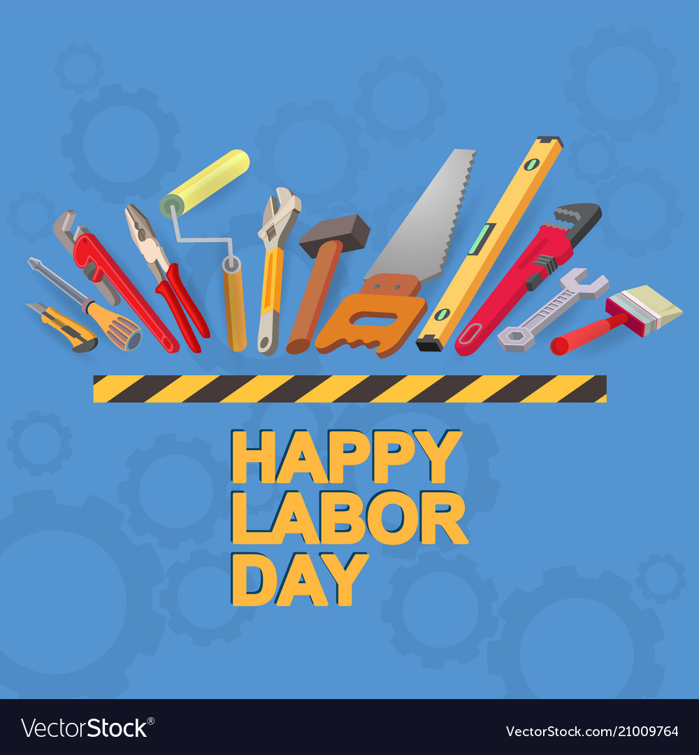 Happy labor day card isometric tool icon Vector Image