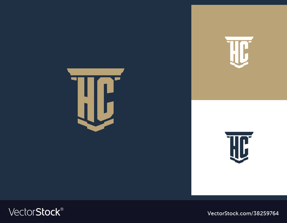 Hc monogram initials logo design with pillar icon vector image Hc monogram initials logo design with pillar icon