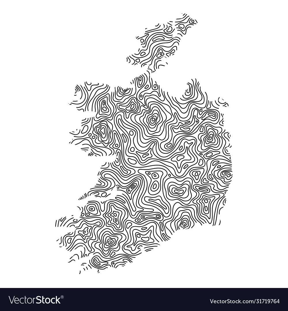 Ireland map from black isolines or level line