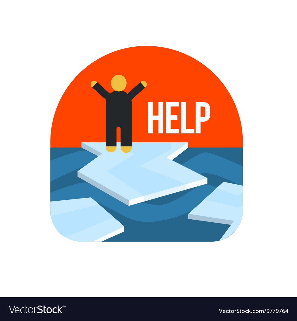 Man on ice floe crying for help