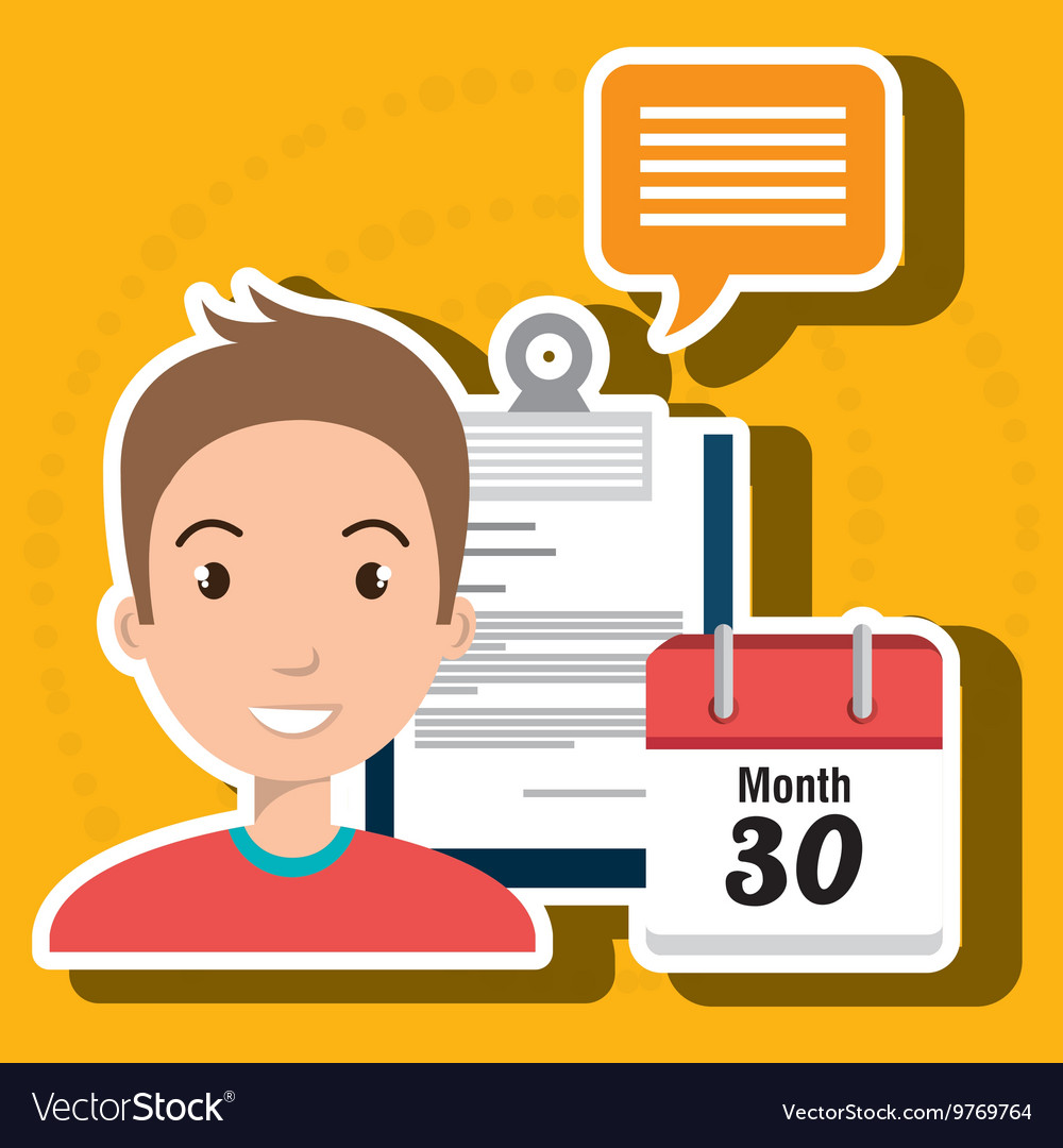 Man with papers isolated icon design