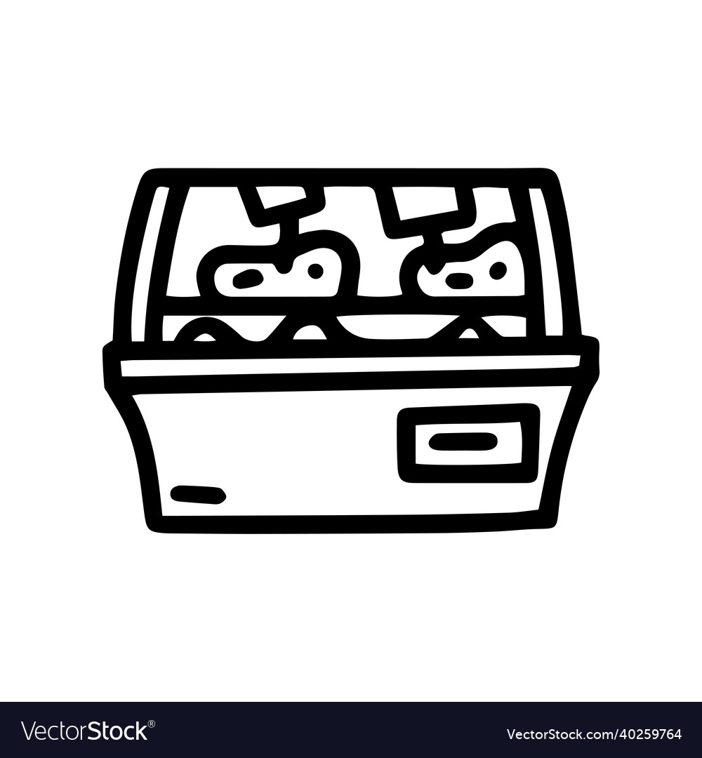 Meat fridge display line doodle simple icon vector image Meat fridge display line doodle simple icon