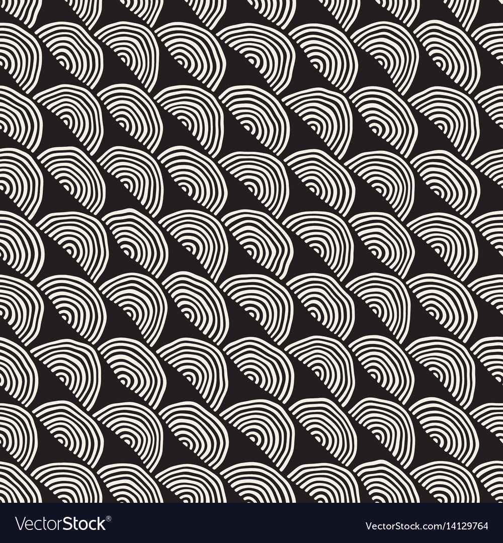 Monochrome minimalistic seamless pattern with arcs vector image Monochrome minimalistic seamless pattern with arcs
