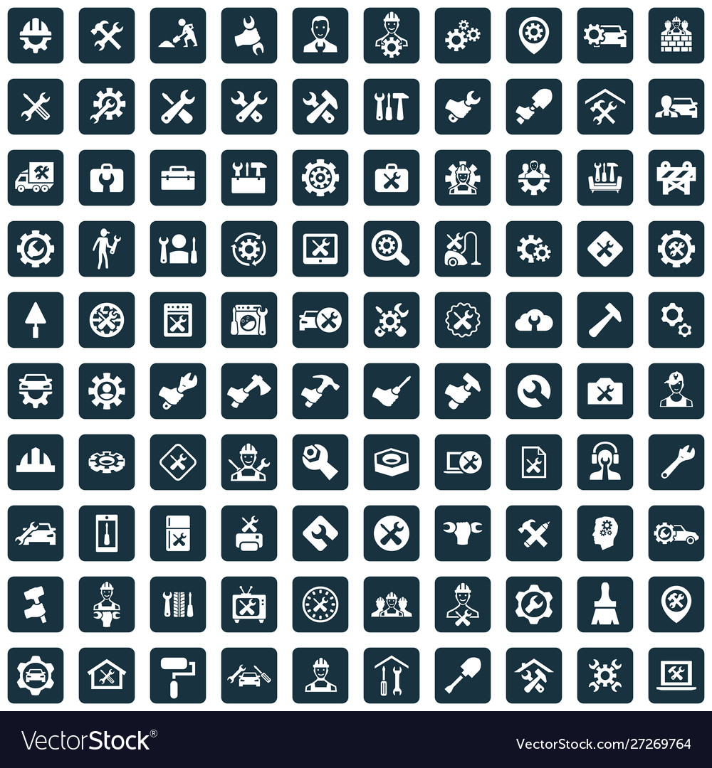 Repair 100 icons universal set for web and ui