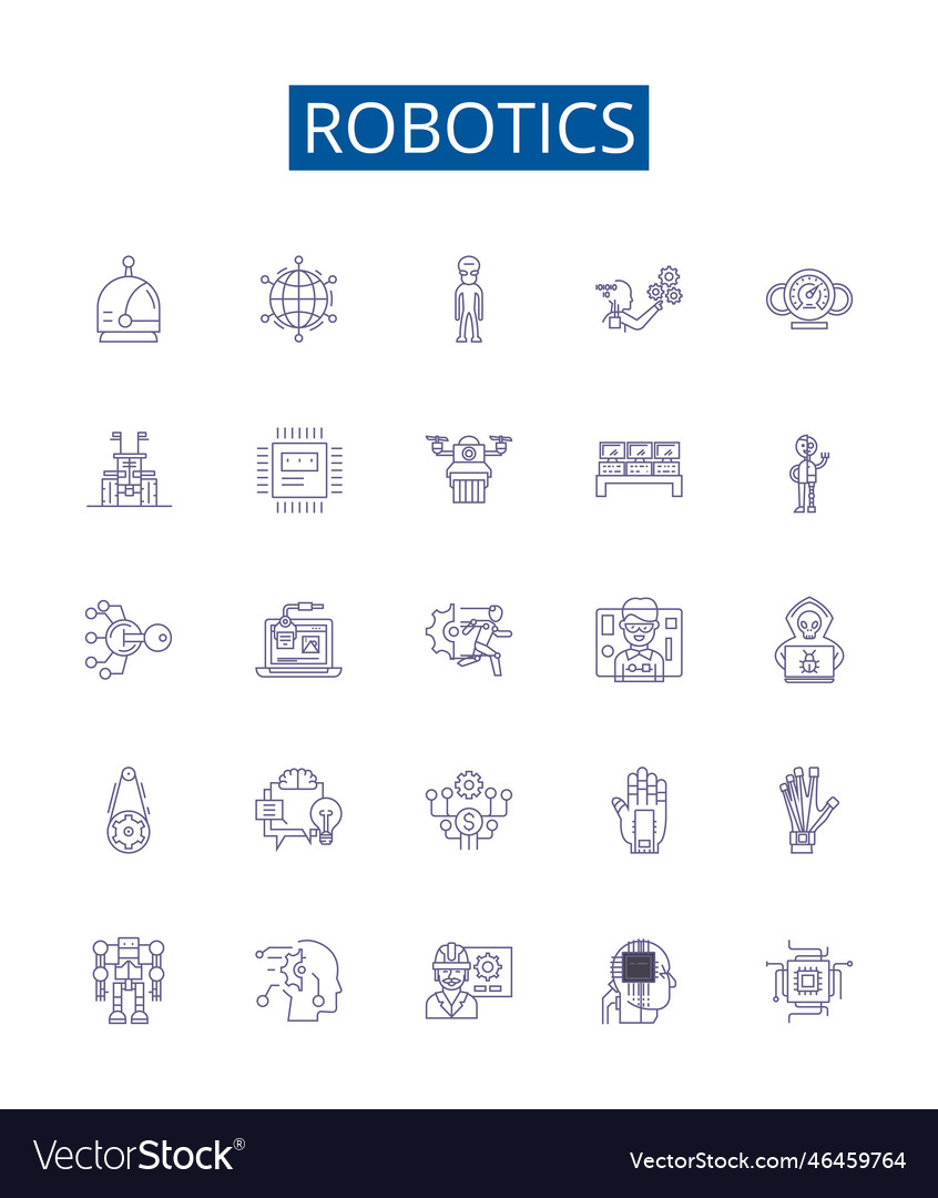 Robotics line icons signs set design collection