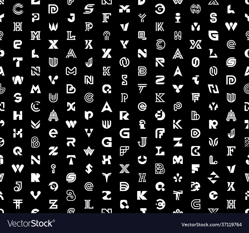 Seamless pattern with abstract logos letters