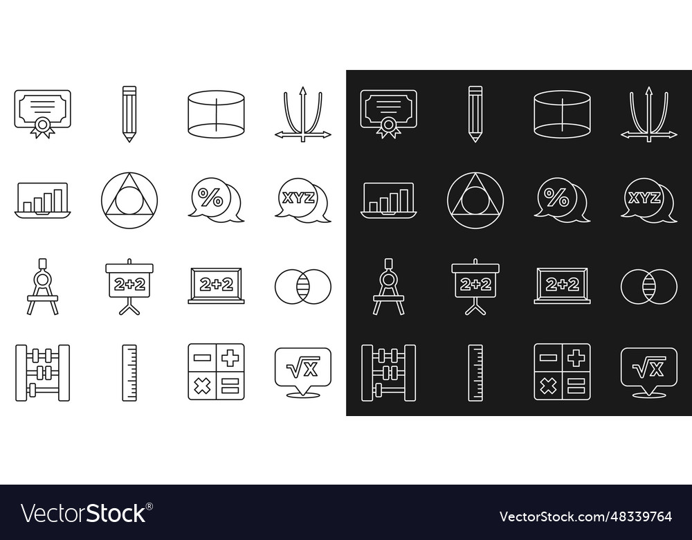 Set line square root of x glyph xyz coordinate Vector Image Set line square root of x glyph xyz coordinate