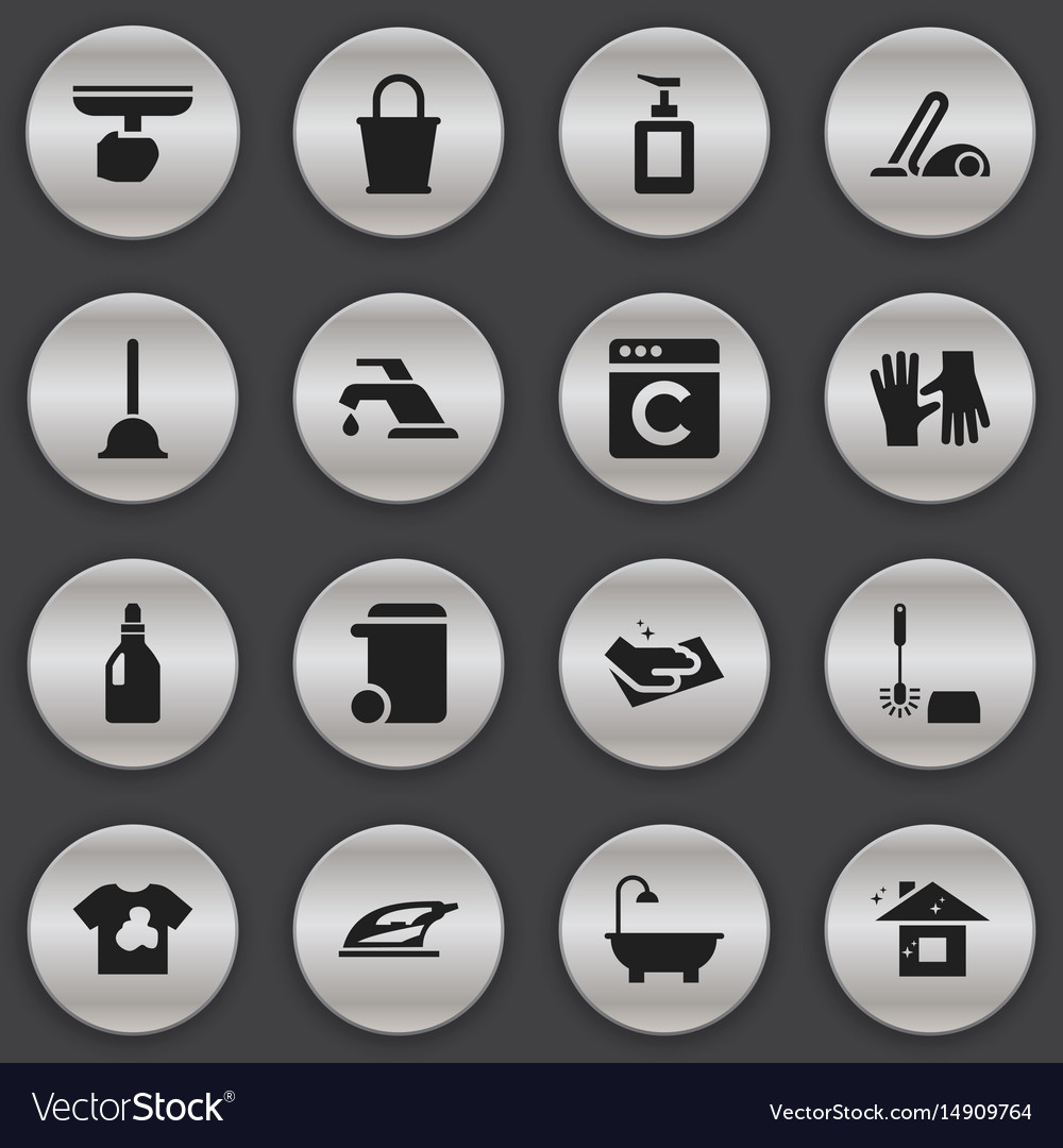 Set of 16 editable cleanup icons includes symbols