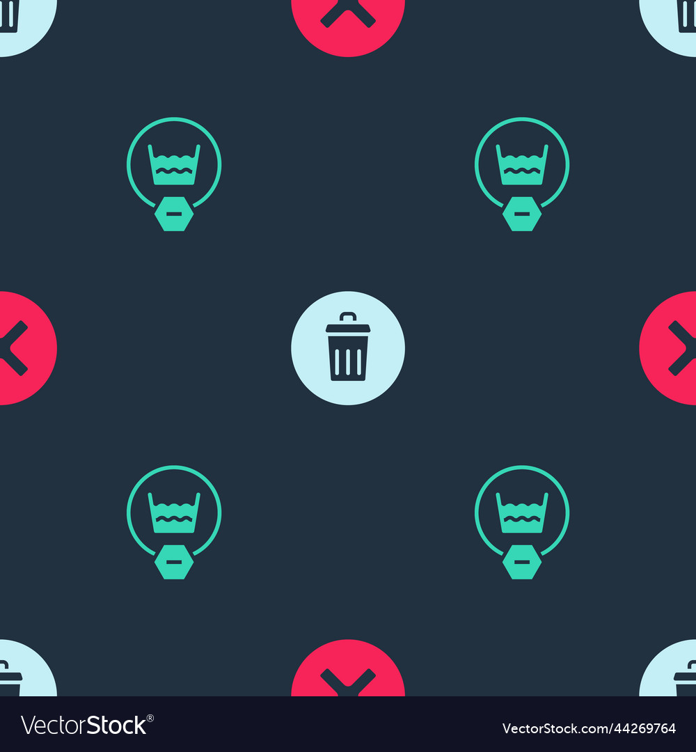 Set x mark cross in circle trash can vector image Set x mark cross in circle trash can