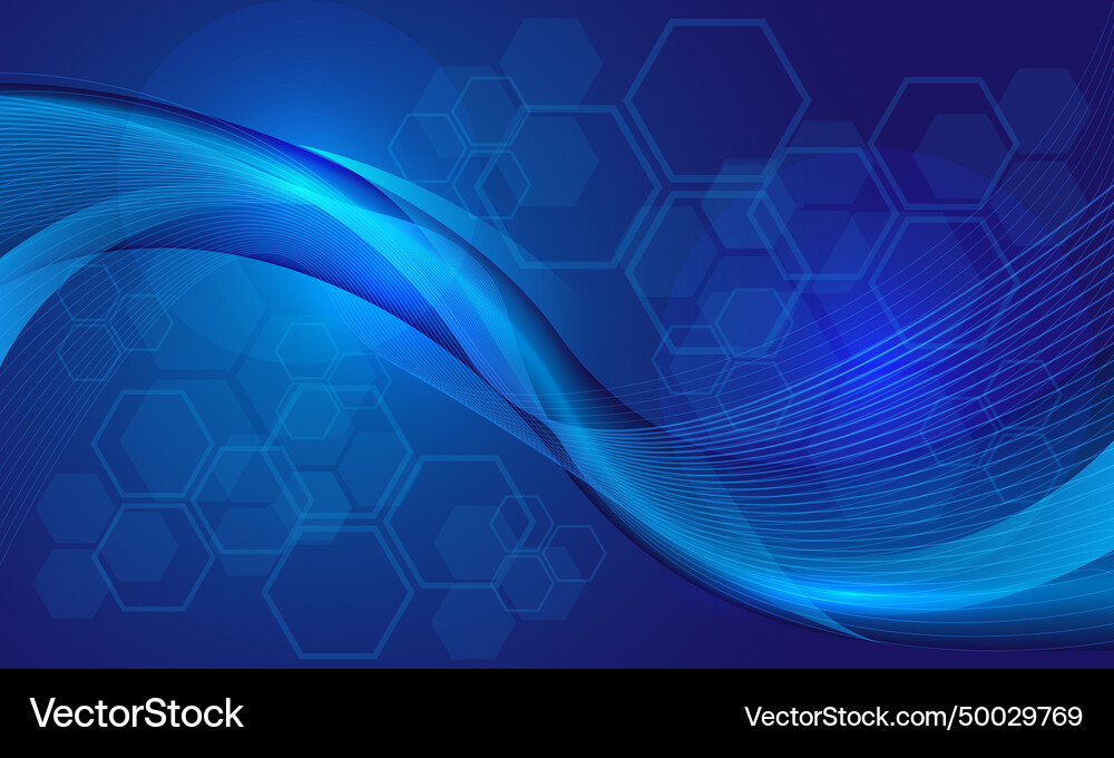 Abstract Technology Blue Curve Lines Hexagon Vector Image