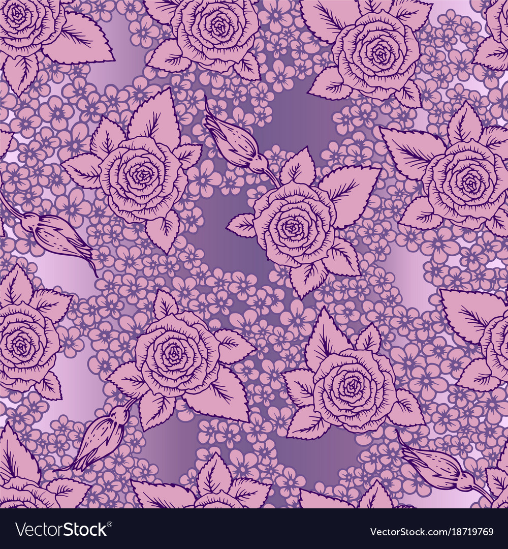 Beautiful pink and lilac seamless pattern roses