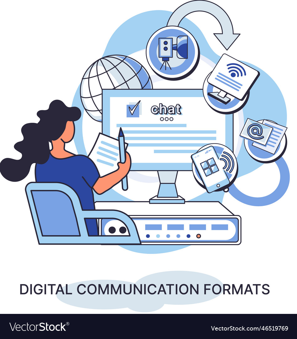 Digital communication formats metaphor content vector image Digital communication formats metaphor content