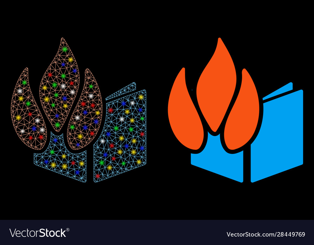 Flare mesh wire frame burned file icon with vector image Flare mesh wire frame burned file icon with