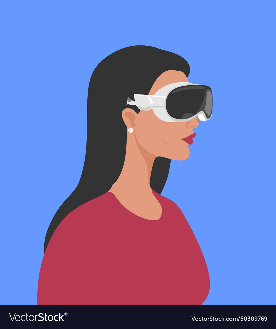 Girl with spatial computing device Vector Image Girl with spatial computing device