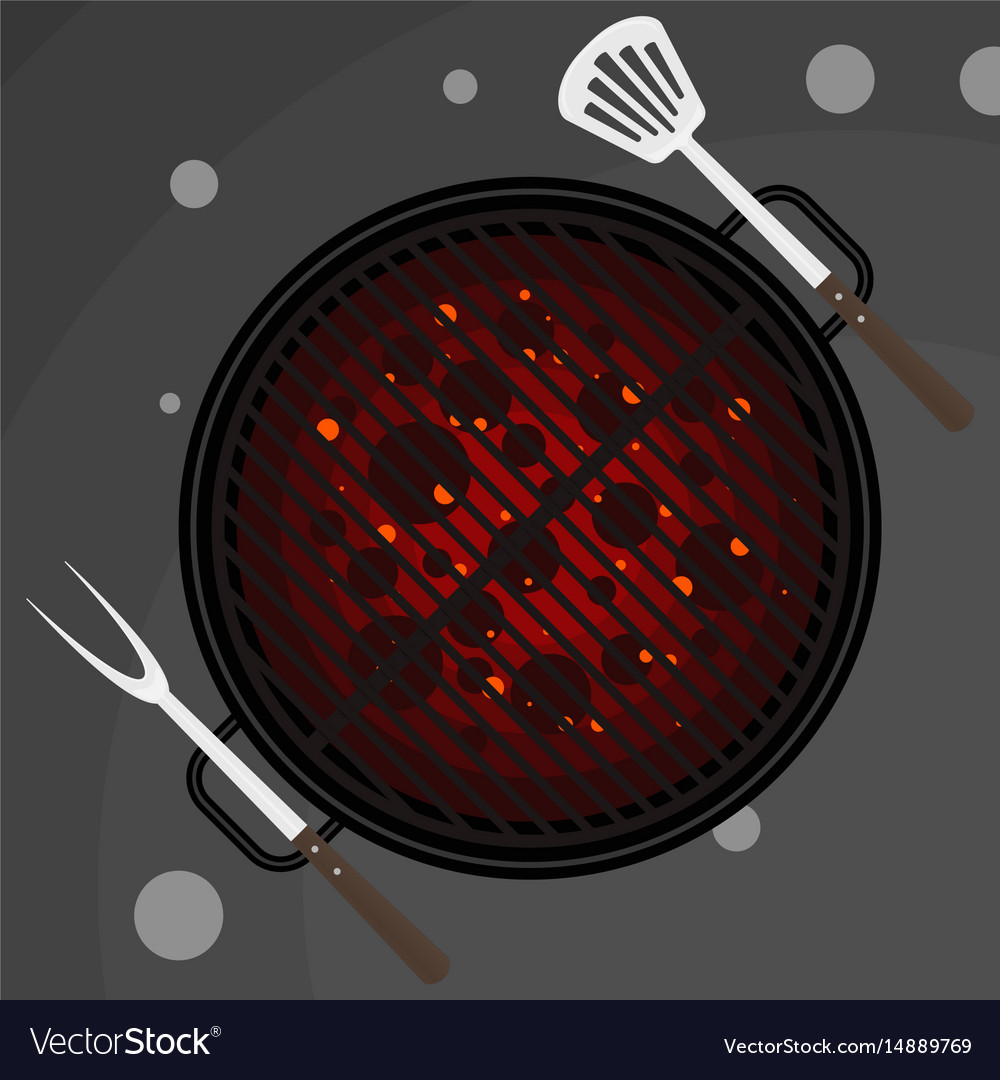 Grill with Fork and Spatula